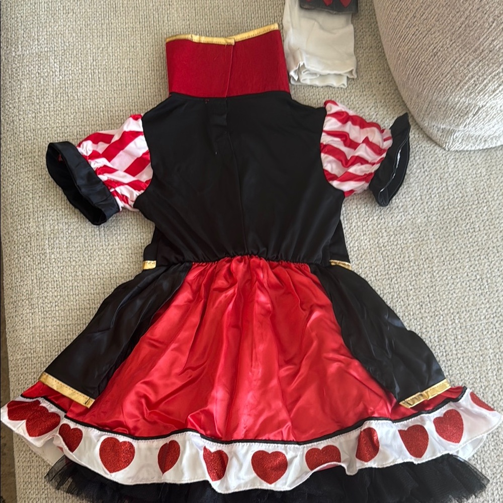 Disney Red Black and White Queen of Hearts Costume with Headband - Picture 3 of 7